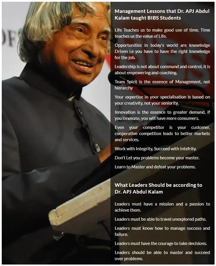 APJ Abdul Kalam delivering speech at BIBS
